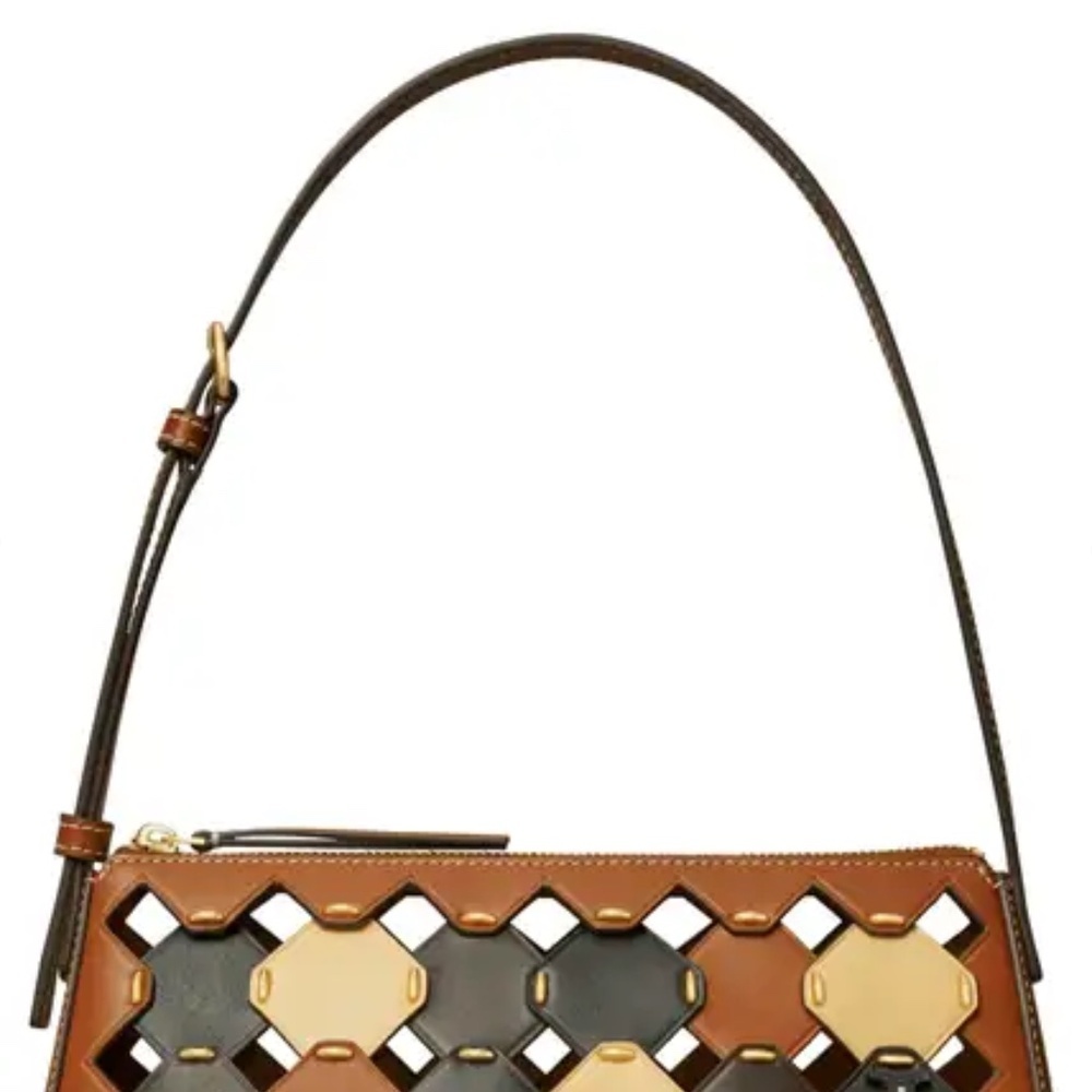 Tory Burch McGraw Die Cut Leather Wedge Hippie BOHO Shoulder Bag::RARE::NWT:: - Picture 9 of 14